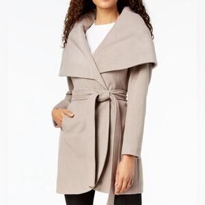 Tahari Marla Beige Belted Wrap Coat - large NWT